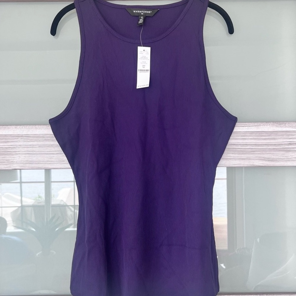 WHBM Purple Ribbed Top - Picture 2 of 2